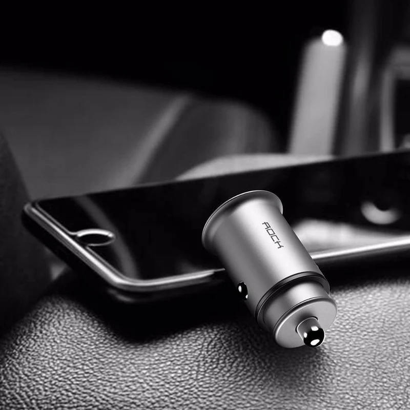 ROCK Mini Dual USB Autoladegerät für Telefon 5V4.8A 2 Port USB Schnellladegerät für iPhone X 8 7 6 Samsung Huawei Xiaomi usw