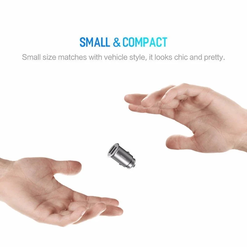 ROCK Mini Dual USB Autoladegerät für Telefon 5V4.8A 2 Port USB Schnellladegerät für iPhone X 8 7 6 Samsung Huawei Xiaomi usw