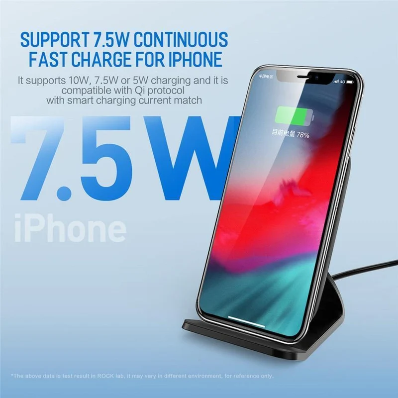 ROCK 7.5 W/10 W Qi Kabelloses Ladegerät mit Lüfter für iPhone XS MAX XR X Samsung Galaxy S9 8 Note 9 Schnellladegerät-Halter