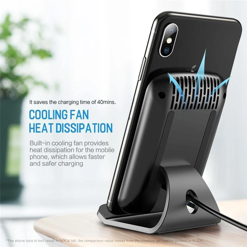 ROCK 7.5 W/10 W Qi Kabelloses Ladegerät mit Lüfter für iPhone XS MAX XR X Samsung Galaxy S9 8 Note 9 Schnellladegerät-Halter