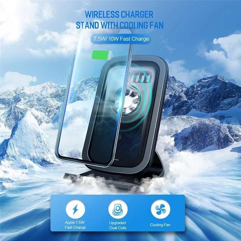 ROCK 7.5 W/10 W Qi Kabelloses Ladegerät mit Lüfter für iPhone XS MAX XR X Samsung Galaxy S9 8 Note 9 Schnellladegerät-Halter
