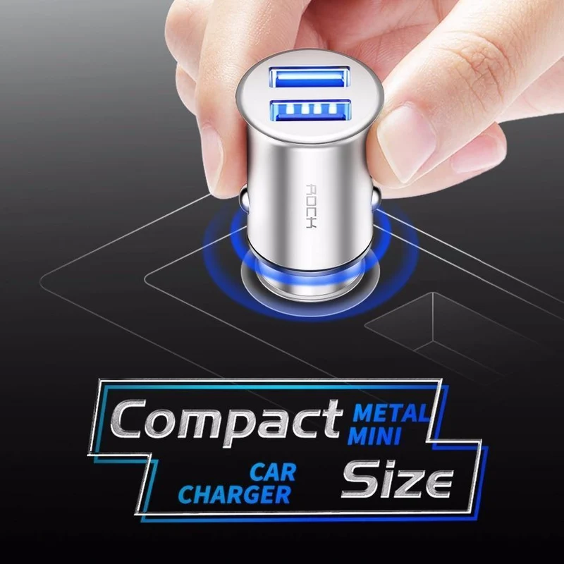 Rock 5V 4.8A Dual USB Autoladegerät für iPhone Samsung Handy Schnelles Autoladegerät USB Reise Autoladegerät Ausverkauf 49%