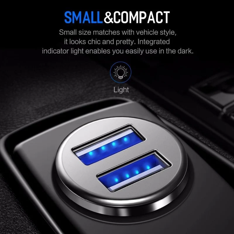 Rock 5V 4.8A Dual USB Autoladegerät für iPhone Samsung Handy Schnelles Autoladegerät USB Reise Autoladegerät Ausverkauf 49%