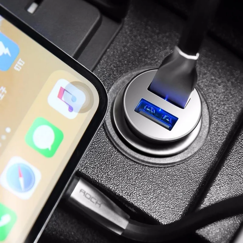 Rock 5V 4.8A Dual USB Autoladegerät für iPhone Samsung Handy Schnelles Autoladegerät USB Reise Autoladegerät Ausverkauf 49%