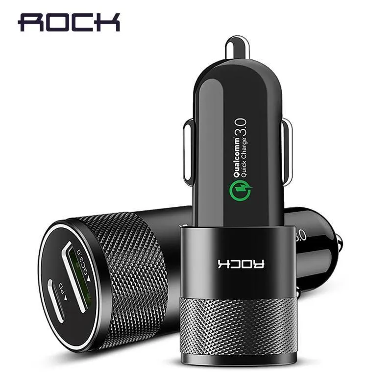 Rock USB Typ C PD Autotelefonladegerät für iPhone X Quick Charge 3.0 QC3.0 36W USB-Autoladegerät für Samsung Galaxy Huawei Xiaomi