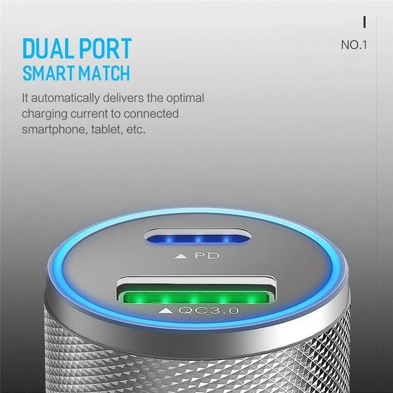 Rock USB Typ C PD Autotelefonladegerät für iPhone X Quick Charge 3.0 QC3.0 36W USB-Autoladegerät für Samsung Galaxy Huawei Xiaomi