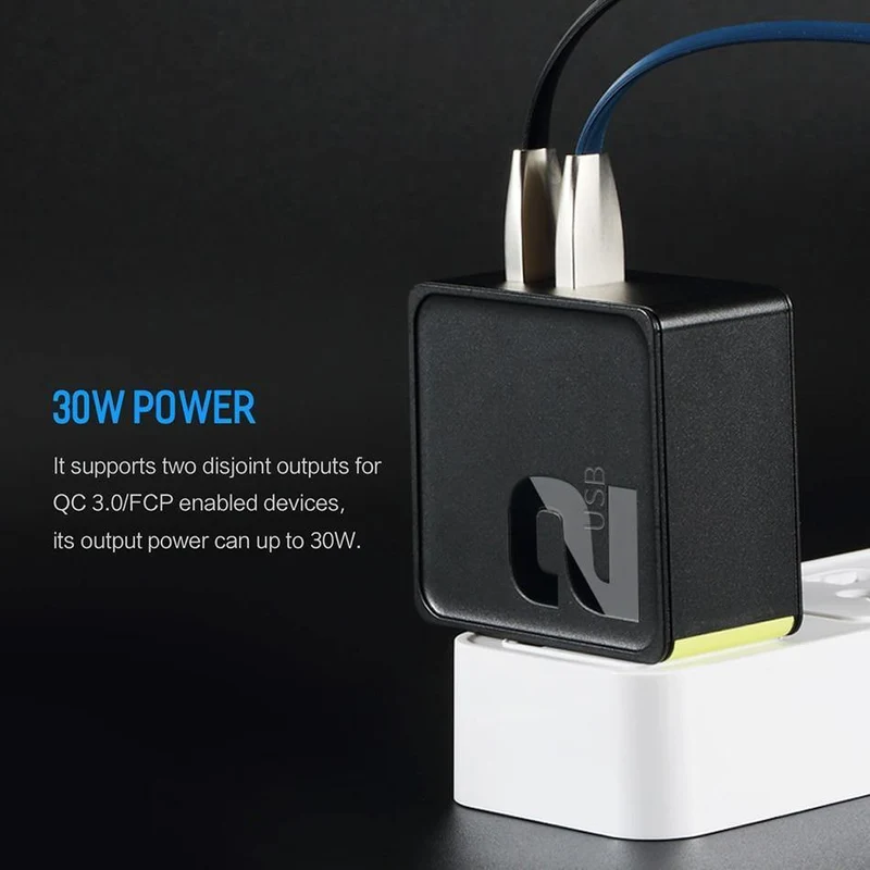 PD-Schnelllade-USB-Ladegerät für iPhone X 8 plus, ROCK 36 W Quick Charge 3.0 Dual-USB-Ladegerät QC3.0 & PD & FCP Schnellladung
