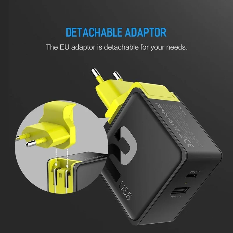 PD-Schnelllade-USB-Ladegerät für iPhone X 8 plus, ROCK 36 W Quick Charge 3.0 Dual-USB-Ladegerät QC3.0 & PD & FCP Schnellladung
