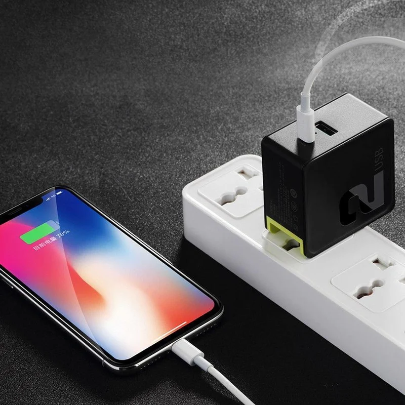 PD-Schnelllade-USB-Ladegerät für iPhone X 8 plus, ROCK 36 W Quick Charge 3.0 Dual-USB-Ladegerät QC3.0 & PD & FCP Schnellladung