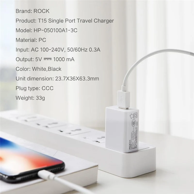 ROCK Universal USB Ladegerät US Stecker Reiseladegerät Adapter Smart Handy Ladegerät für iPhone Samsung Xiaomi Tablet