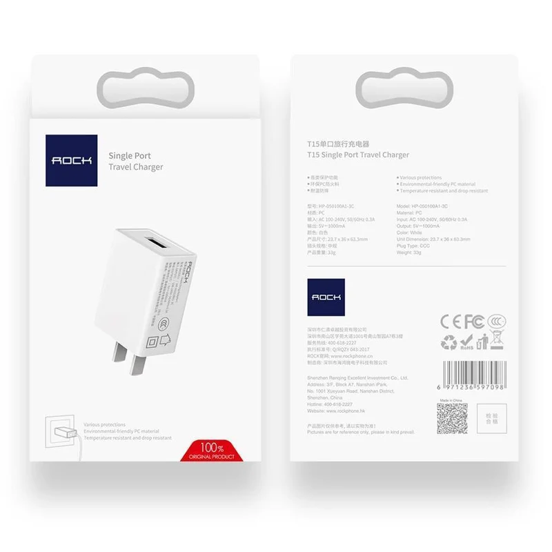 ROCK Universal USB Ladegerät US Stecker Reiseladegerät Adapter Smart Handy Ladegerät für iPhone Samsung Xiaomi Tablet