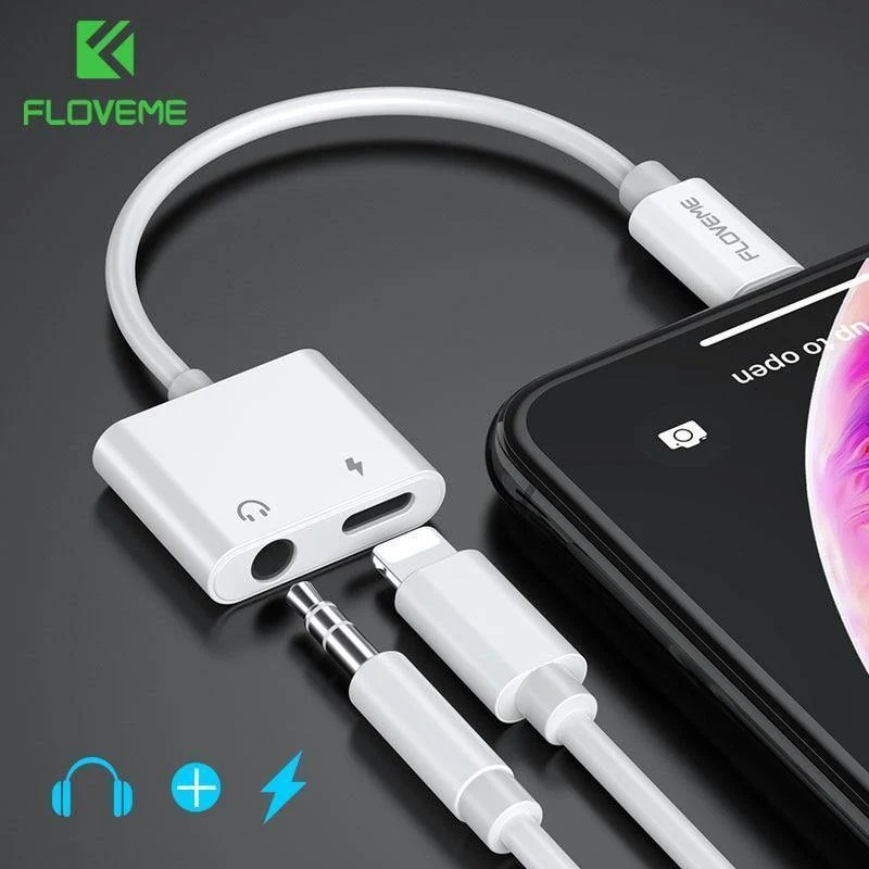 2in1 Adapter für iPhone 7 8 Plus X XS MAX Audio Ladung Splitter Konverter für Lightning auf 3.5 mm Jack Kopfhörer Adapter