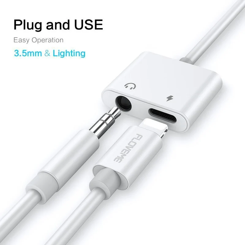 2in1 Adapter für iPhone 7 8 Plus X XS MAX Audio Ladung Splitter Konverter für Lightning auf 3.5 mm Jack Kopfhörer Adapter