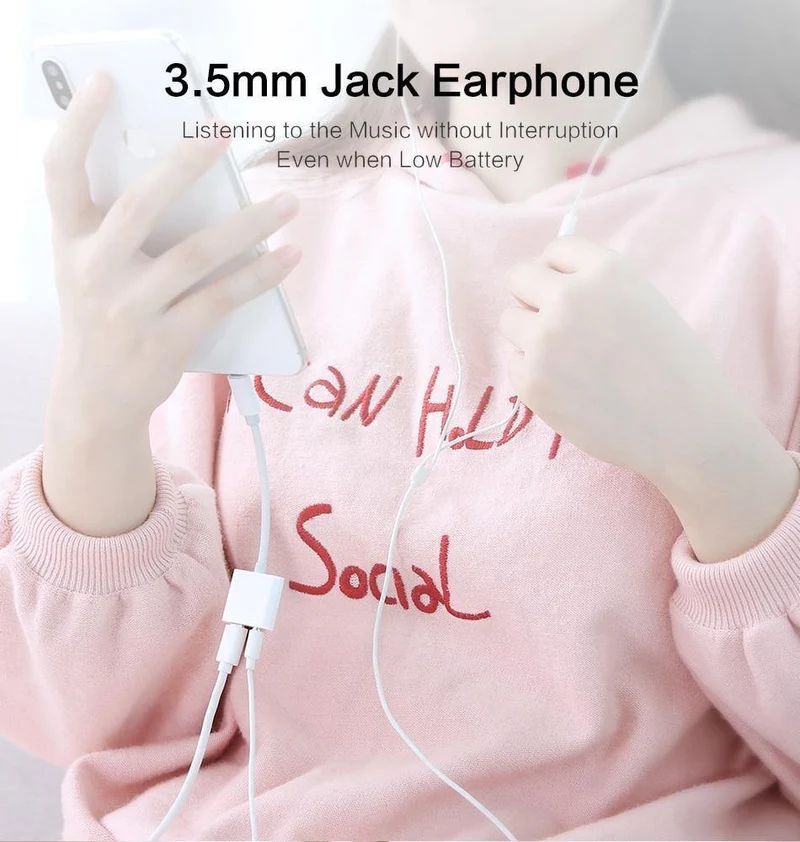 2in1 Adapter für iPhone 7 8 Plus X XS MAX Audio Ladung Splitter Konverter für Lightning auf 3.5 mm Jack Kopfhörer Adapter