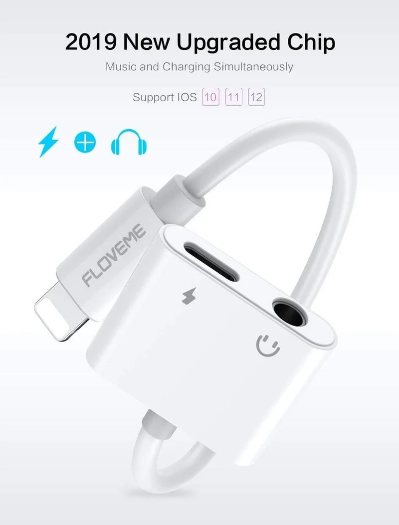 2in1 Adapter für iPhone 7 8 Plus X XS MAX Audio Ladung Splitter Konverter für Lightning auf 3.5 mm Jack Kopfhörer Adapter
