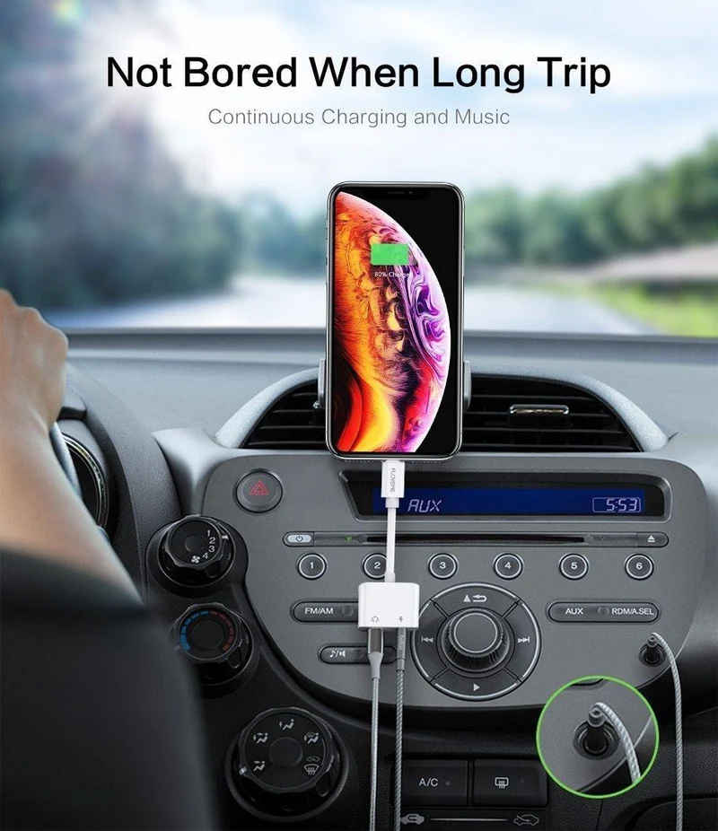 2in1 Adapter für iPhone 7 8 Plus X XS MAX Audio Ladung Splitter Konverter für Lightning auf 3.5 mm Jack Kopfhörer Adapter