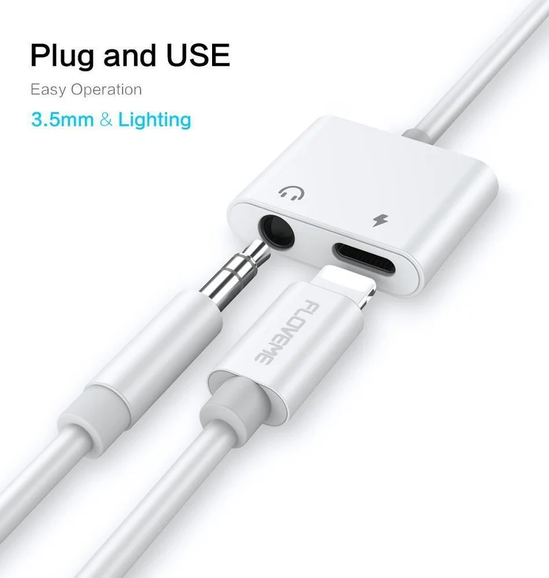 2in1 Adapter für iPhone 7 8 Plus X XS MAX Audio Ladung Splitter Konverter für Lightning auf 3.5 mm Jack Kopfhörer Adapter