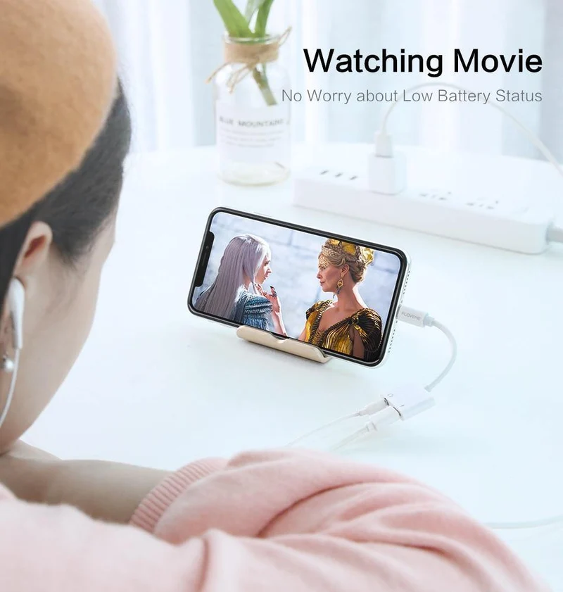 2in1 Adapter für iPhone 7 8 Plus X XS MAX Audio Ladung Splitter Konverter für Lightning auf 3.5 mm Jack Kopfhörer Adapter