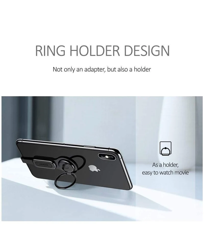 Für Lightning auf 3.5 mm Audio-Adapter mit Fingerring-Halter, Schnelllade-Splitter für Adapter, Kopfhöreranschluss für iPhone 7
