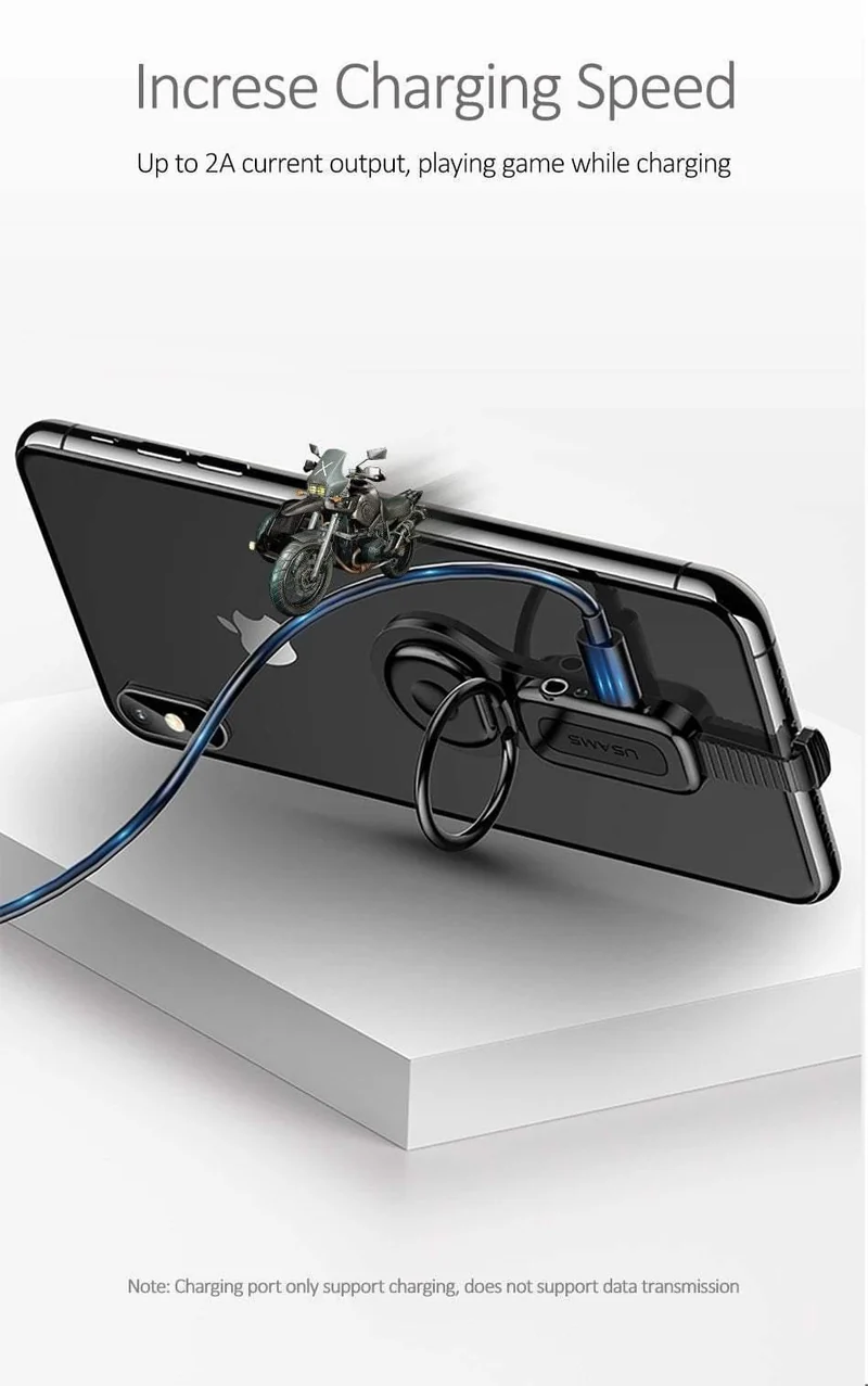 Für Lightning auf 3.5 mm Audio-Adapter mit Fingerring-Halter, Schnelllade-Splitter für Adapter, Kopfhöreranschluss für iPhone 7