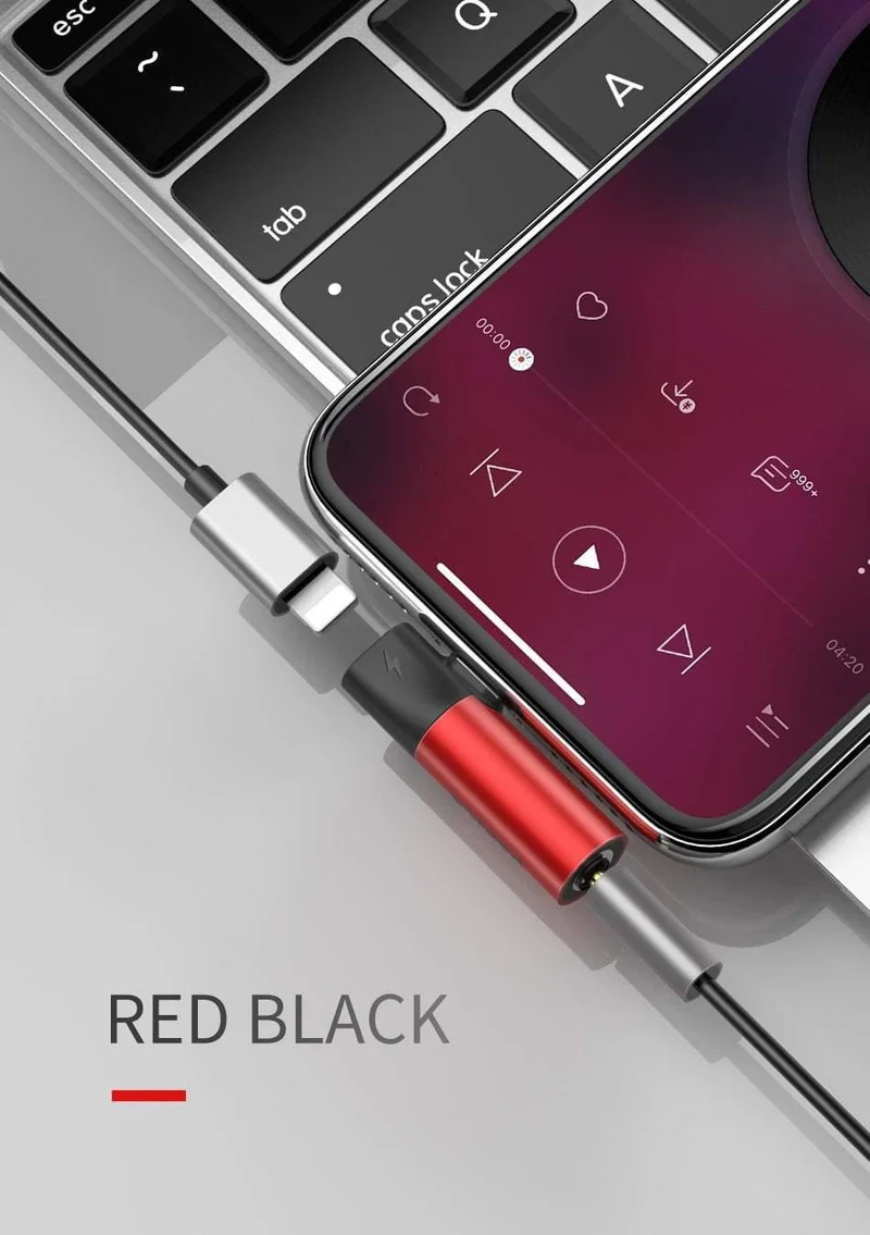 Baseus Audio Aux Adapter für iPhone XS Max XR X 8 7 Plus Splitter für Lightning auf 3.5 mm Klinke Kopfhöreranschluss OTG Adapter