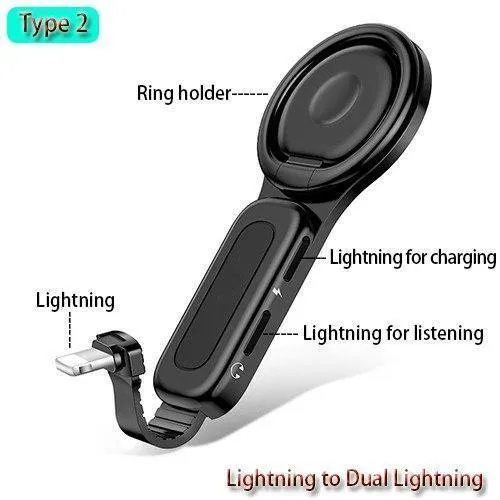 Für Dual Lightning Ring Halter Adapter für iPhone AUX zu 3.5mm Audio Ladegerät für Splitter iPhone Jack Kopfhörer Headset Adapter