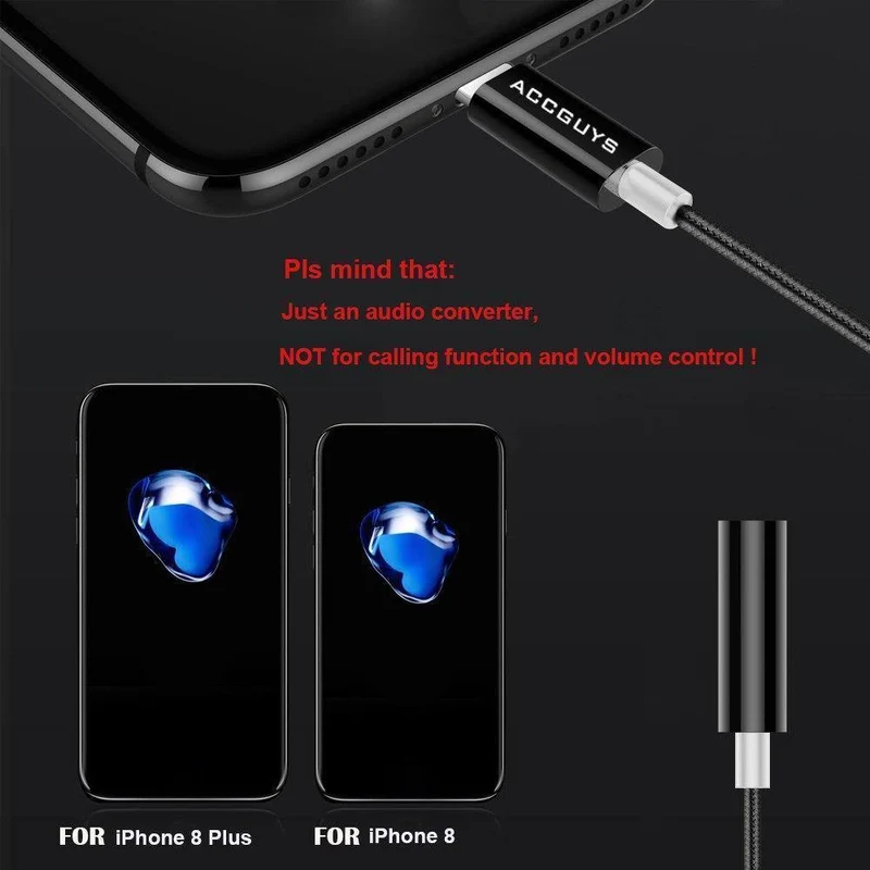 3.5mm Kopfhörer Audio Adapter ACCGUYS Audio Converter Für iPhone XS / 7 / 7 plus / 8 / X / 8 plus / 5 5S 5E 6 Für 3.5mm Klinke Verlängerungskabel