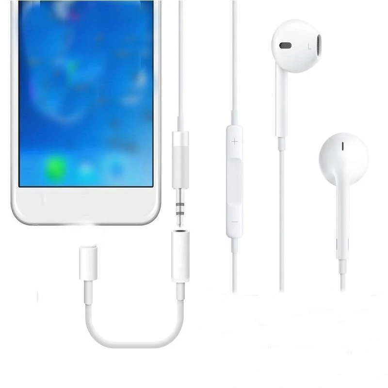 Für Lightning auf 3.5 mm Kopfhöreranschluss-Adapter, Audio-Splitter, Anrufen, Hören, Musik-Konverter-Adapter für iPhone 7 8 Plus X