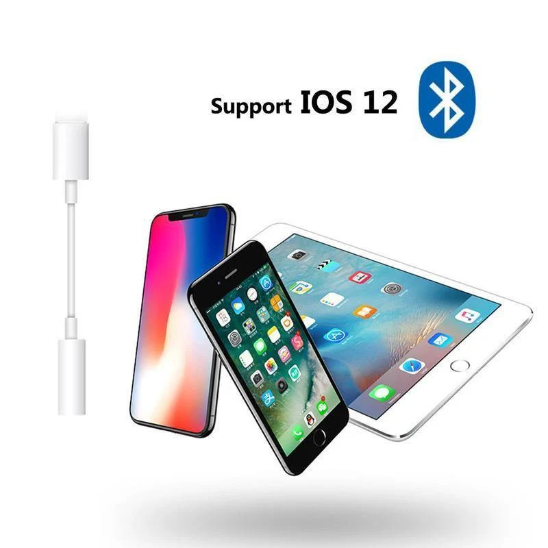 Für Lightning auf 3.5 mm Kopfhöreranschluss-Adapter, Audio-Splitter, Anrufen, Hören, Musik-Konverter-Adapter für iPhone 7 8 Plus X