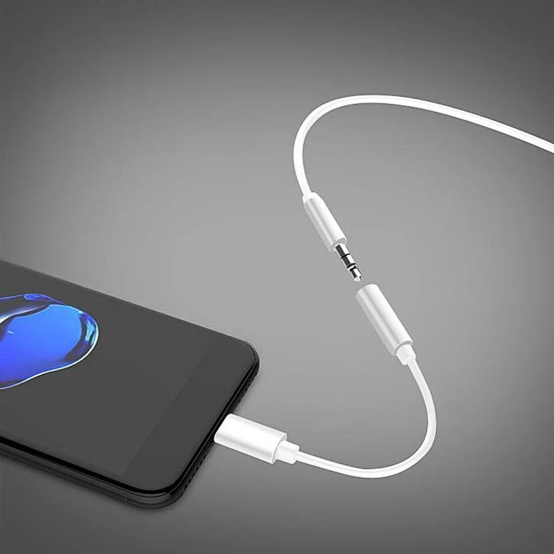 Für Lightning auf 3.5 mm Kopfhöreranschluss-Adapter, Audio-Splitter, Anrufen, Hören, Musik-Konverter-Adapter für iPhone 7 8 Plus X