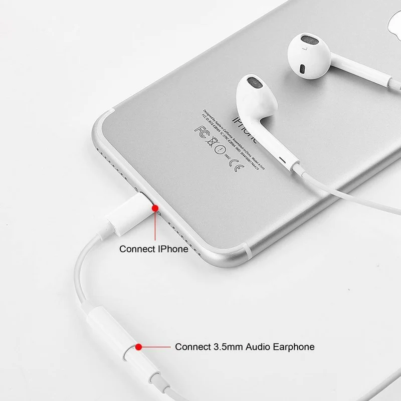 Für Lightning auf 3.5 mm Kopfhöreranschluss-Adapter, Audio-Splitter, Anrufen, Hören, Musik-Konverter-Adapter für iPhone 7 8 Plus X
