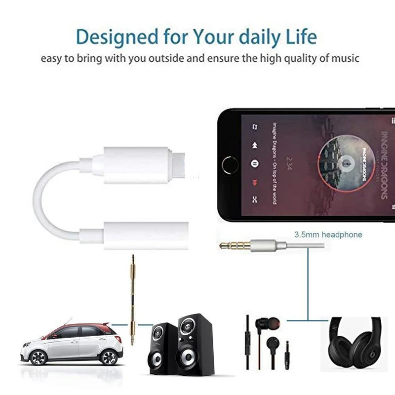 Für Blitz auf 3.5 - mm - Kopfhörerbuchsenadapter 3.5 - mm - Klinkenbuchse Audiokabel Leitung Kopfhörerlautsprecher Drahtleitung Aux - Kabel Für iPhone (A1213