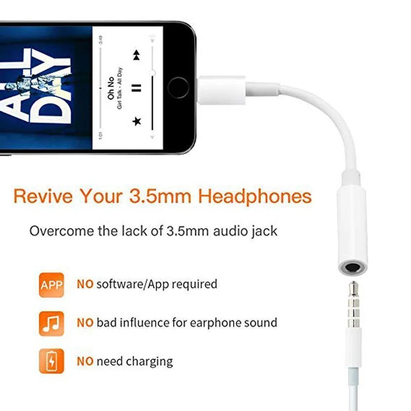 Für Blitz auf 3.5 - mm - Kopfhörerbuchsenadapter 3.5 - mm - Klinkenbuchse Audiokabel Leitung Kopfhörerlautsprecher Drahtleitung Aux - Kabel Für iPhone (A1213