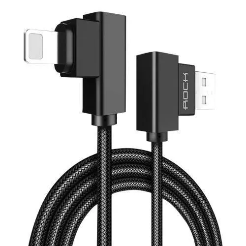 ROCK USB-Beleuchtungskabel für iPhone X 8 7 6 5 Schnellladegerät USB-Datenkabel für iPad iPod Handykabel 90 Grad rechtwinklig