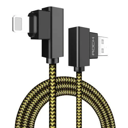 ROCK USB-Beleuchtungskabel für iPhone X 8 7 6 5 Schnellladegerät USB-Datenkabel für iPad iPod Handykabel 90 Grad rechtwinklig