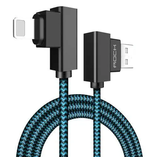 ROCK USB-Beleuchtungskabel für iPhone X 8 7 6 5 Schnellladegerät USB-Datenkabel für iPad iPod Handykabel 90 Grad rechtwinklig