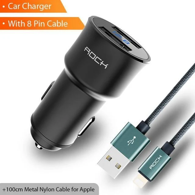ROCK H2 Dual USB Autoladegerät Digitale LED-Anzeige 5V 3.4A Telefon Autoladegerät Schnellladeüberwachung für iPhone Samsung