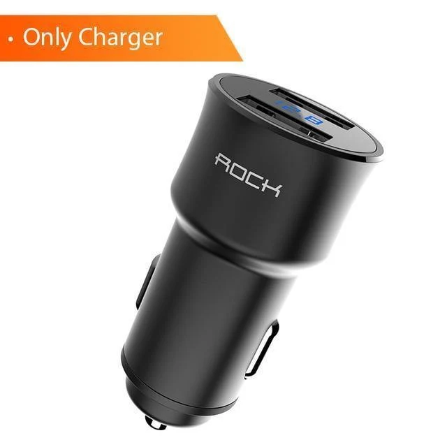 Autoladegerät Digitalanzeige Dual USB, ROCK 5V 3.4A Für iPhone Xiaomi Samsung Schnellladespannungsüberwachung Universaltelefon