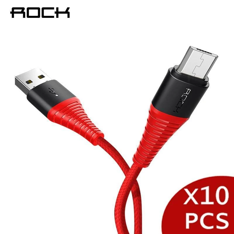 10er-Pack ROCK Hi-Tensile Micro-USB-Kabel für Samsung Xiaomi LG USB-Schnellladedaten geflochtenes Ladegerät Android-Handy 120 cm