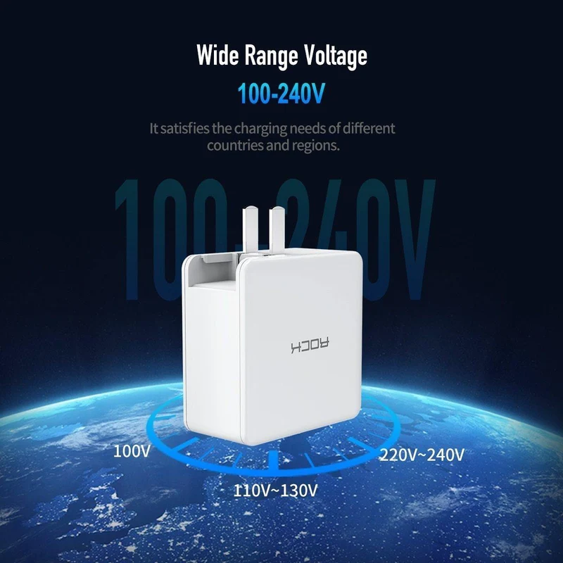 ROCK PD 45W Dual-USB-Ladegerät Schnellladung US-Stecker für iPhone XS Max XR X 8 plus USB-PD-Schnellladegerät Typ C für Mobiltelefone