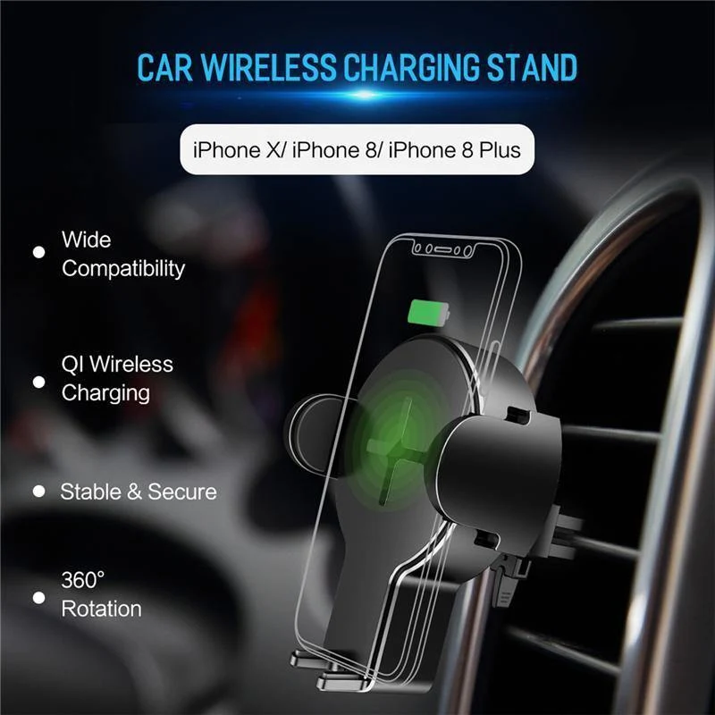 ROCK Qi schnelles kabelloses Autotelefonladegerät für iPhone X XS XR 8 Plus Samsung S9 S8 Plus S7 Note 8 Halterung