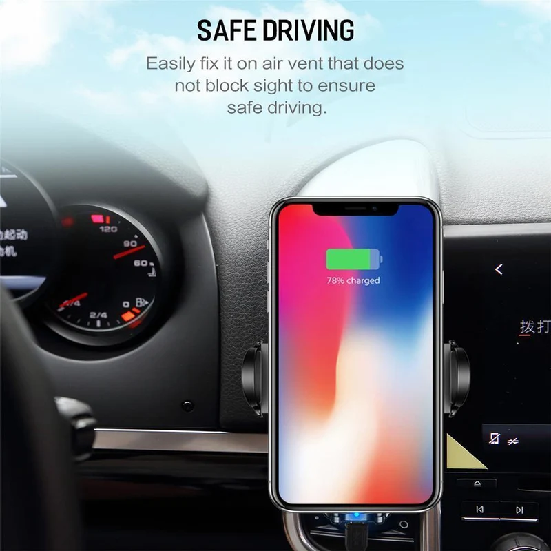 ROCK Qi schnelles kabelloses Autotelefonladegerät für iPhone X XS XR 8 Plus Samsung S9 S8 Plus S7 Note 8 Halterung