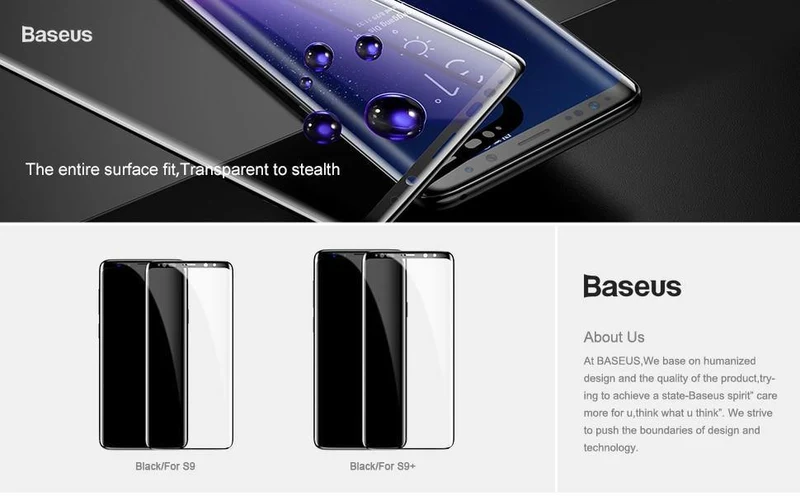 Baseus 3D Oberflächenschutzfolie für Samsung Galaxy S9 S9 + Ultraflaches, vollflächig gehärtetes Glas für Samsung S9 S9 Plus