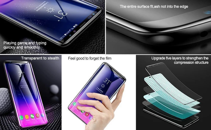 Baseus 3D Oberflächenschutzfolie für Samsung Galaxy S9 S9 + Ultraflaches, vollflächig gehärtetes Glas für Samsung S9 S9 Plus