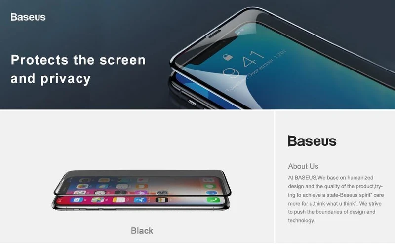 Baseus Anti Spy Displayschutz für iPhone Xs Xs Max XR 2018 Volle Abdeckung aus gehärtetem Glas für iPhone Xs Xs Max Schutzglas