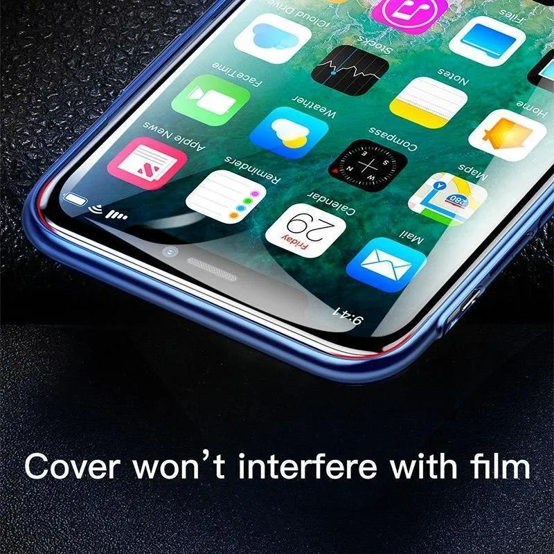 Baseus 0.3 MM 7D Oberflächen-Displayschutz für iPhone X Glas 9H Dünnes Anti-Blaulicht-Hartglas für iPhone X Schutzglas