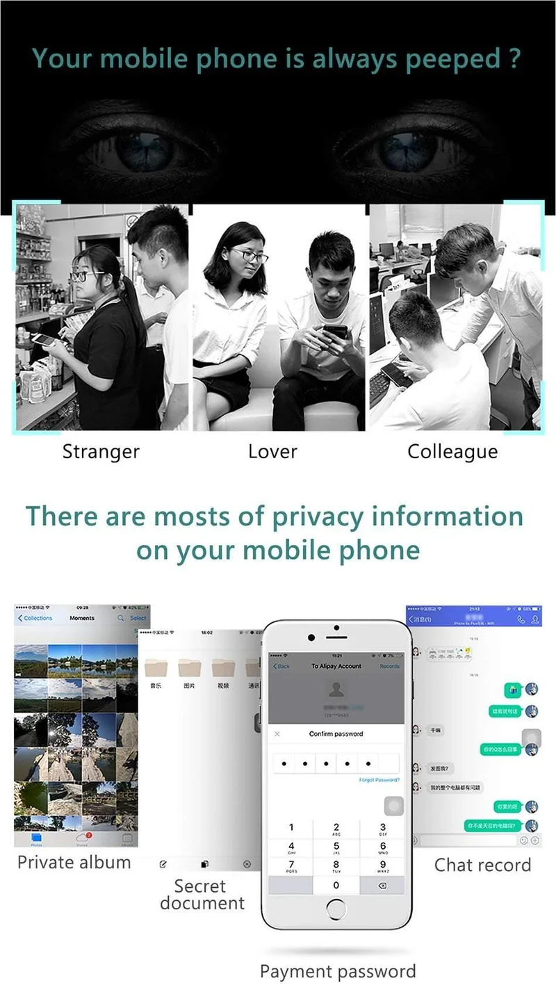 Baseus 3D Displayschutzfolie für iPhone 7 7 Plus Anti Spy Privacy Schutzglas für iPhone 8 8 Plus gehärtete Glasfilme