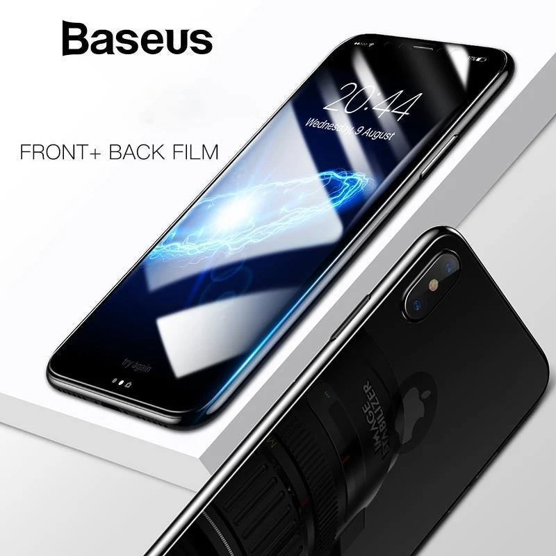 Baseus 3D Vollbild-Schutzglas für iPhone X Displayschutzfolie Frontfolie + Rückseitiges Abdeckglas für iPhone X gehärtetes Glas