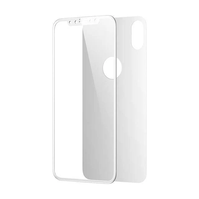 Baseus 3D Vollbild-Schutzglas für iPhone X Displayschutzfolie Frontfolie + Rückseitiges Abdeckglas für iPhone X gehärtetes Glas
