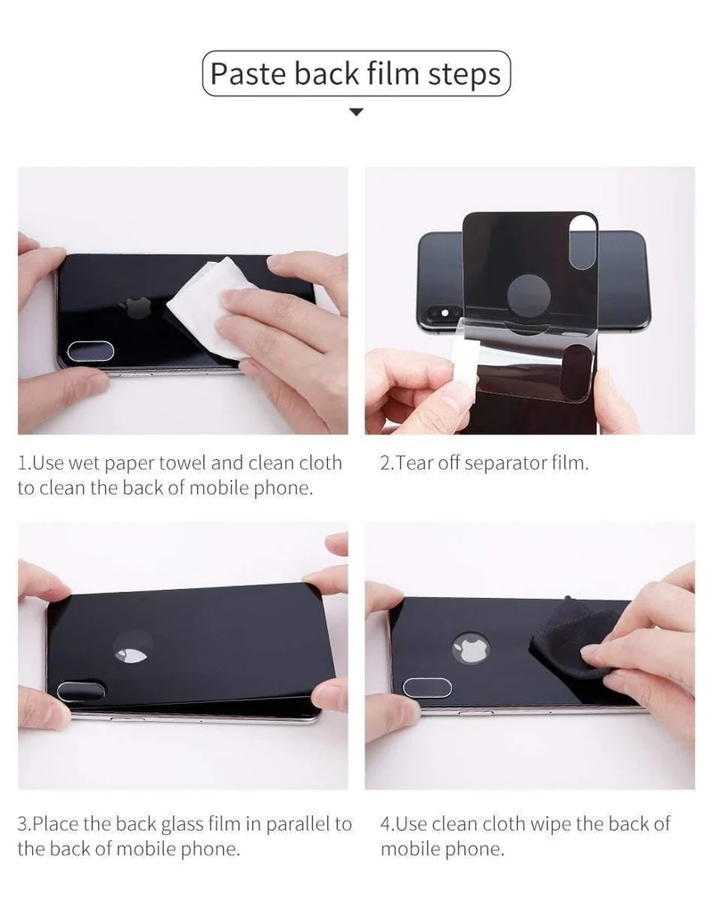 Baseus 3D Vollbild-Schutzglas für iPhone X Displayschutzfolie Frontfolie + Rückseitiges Abdeckglas für iPhone X gehärtetes Glas